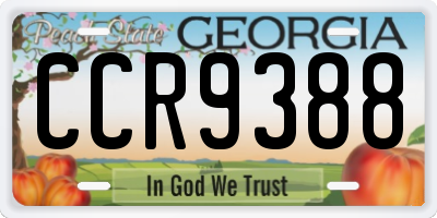 GA license plate CCR9388