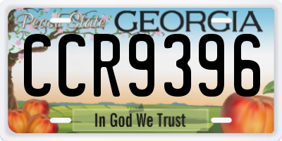 GA license plate CCR9396