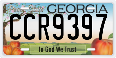 GA license plate CCR9397