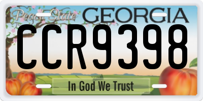 GA license plate CCR9398