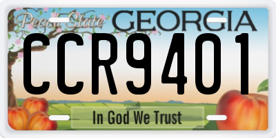 GA license plate CCR9401