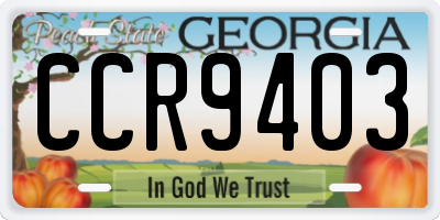 GA license plate CCR9403