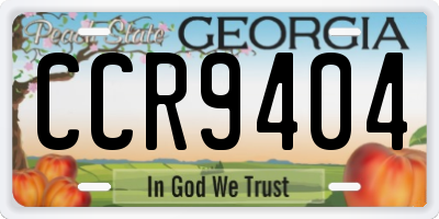 GA license plate CCR9404
