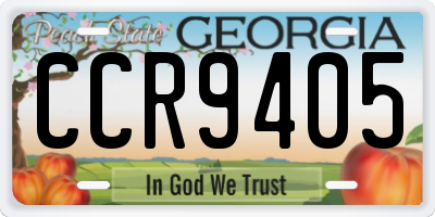 GA license plate CCR9405