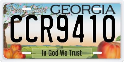GA license plate CCR9410