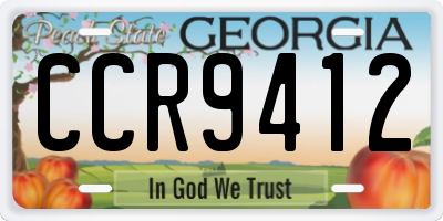 GA license plate CCR9412