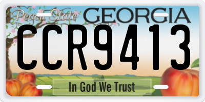 GA license plate CCR9413
