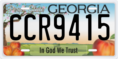 GA license plate CCR9415