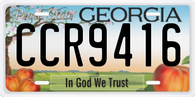 GA license plate CCR9416