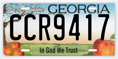 GA license plate CCR9417