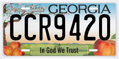 GA license plate CCR9420