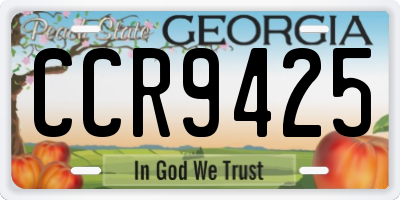 GA license plate CCR9425