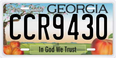 GA license plate CCR9430