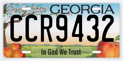 GA license plate CCR9432