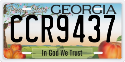 GA license plate CCR9437
