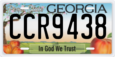 GA license plate CCR9438