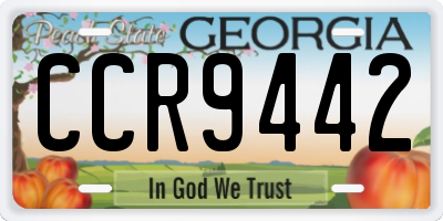 GA license plate CCR9442