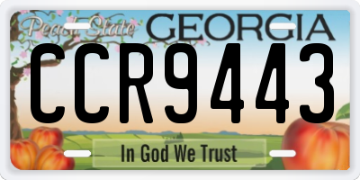 GA license plate CCR9443