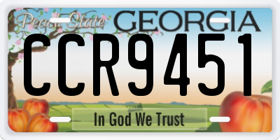 GA license plate CCR9451