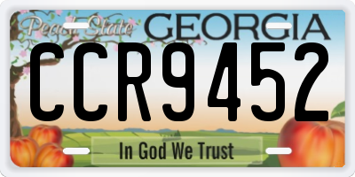 GA license plate CCR9452