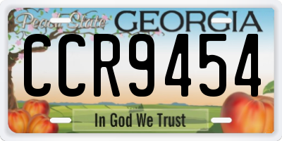 GA license plate CCR9454
