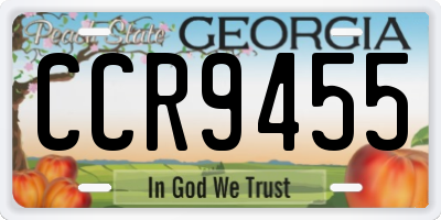 GA license plate CCR9455