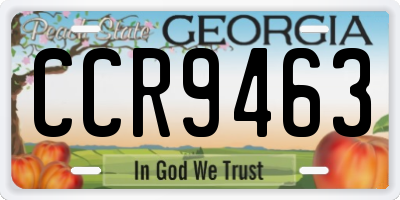 GA license plate CCR9463