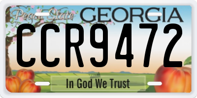 GA license plate CCR9472