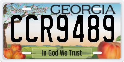 GA license plate CCR9489