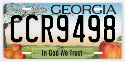 GA license plate CCR9498