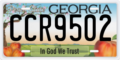GA license plate CCR9502