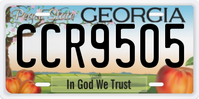 GA license plate CCR9505