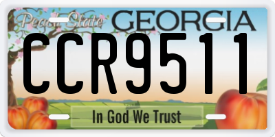 GA license plate CCR9511