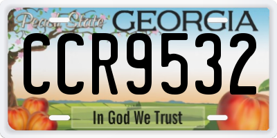 GA license plate CCR9532