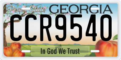 GA license plate CCR9540