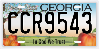 GA license plate CCR9543