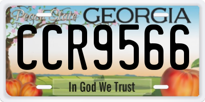 GA license plate CCR9566