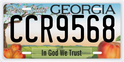 GA license plate CCR9568