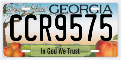 GA license plate CCR9575