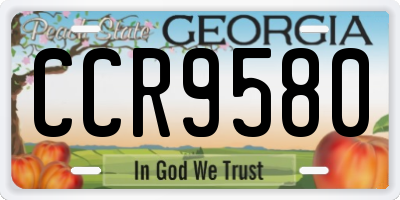 GA license plate CCR9580