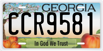 GA license plate CCR9581