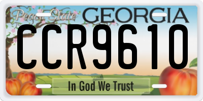 GA license plate CCR9610