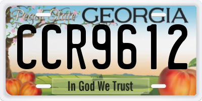 GA license plate CCR9612