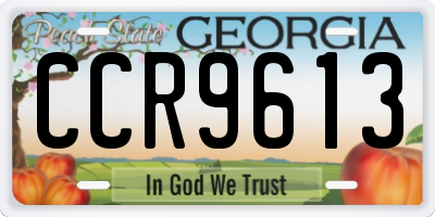 GA license plate CCR9613