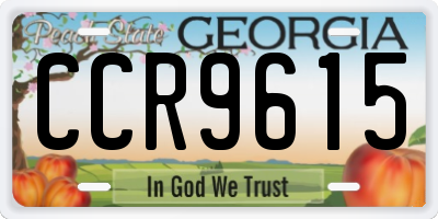 GA license plate CCR9615