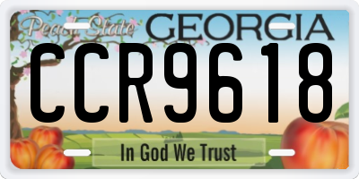 GA license plate CCR9618
