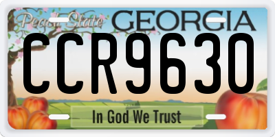 GA license plate CCR9630