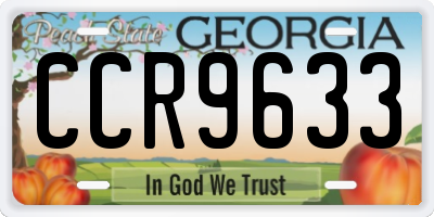 GA license plate CCR9633