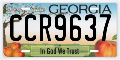 GA license plate CCR9637