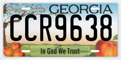 GA license plate CCR9638